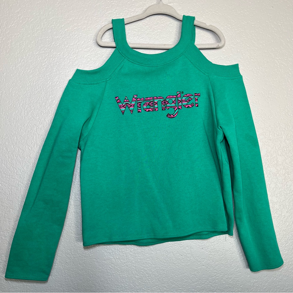 Wrangler Green Cold Shoulder Sweatshirt Girls Size Medium